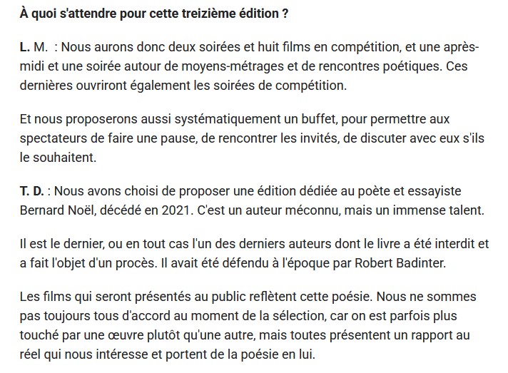 13è édition du Festival des Courts en Hiver 2025