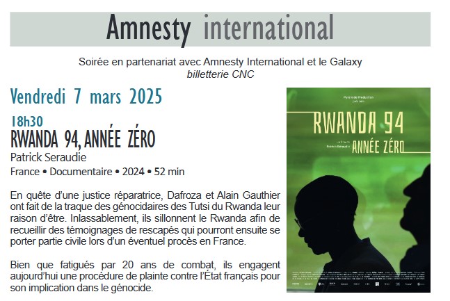 Soirée Amnesty international 7/03 •18h30•20h30 